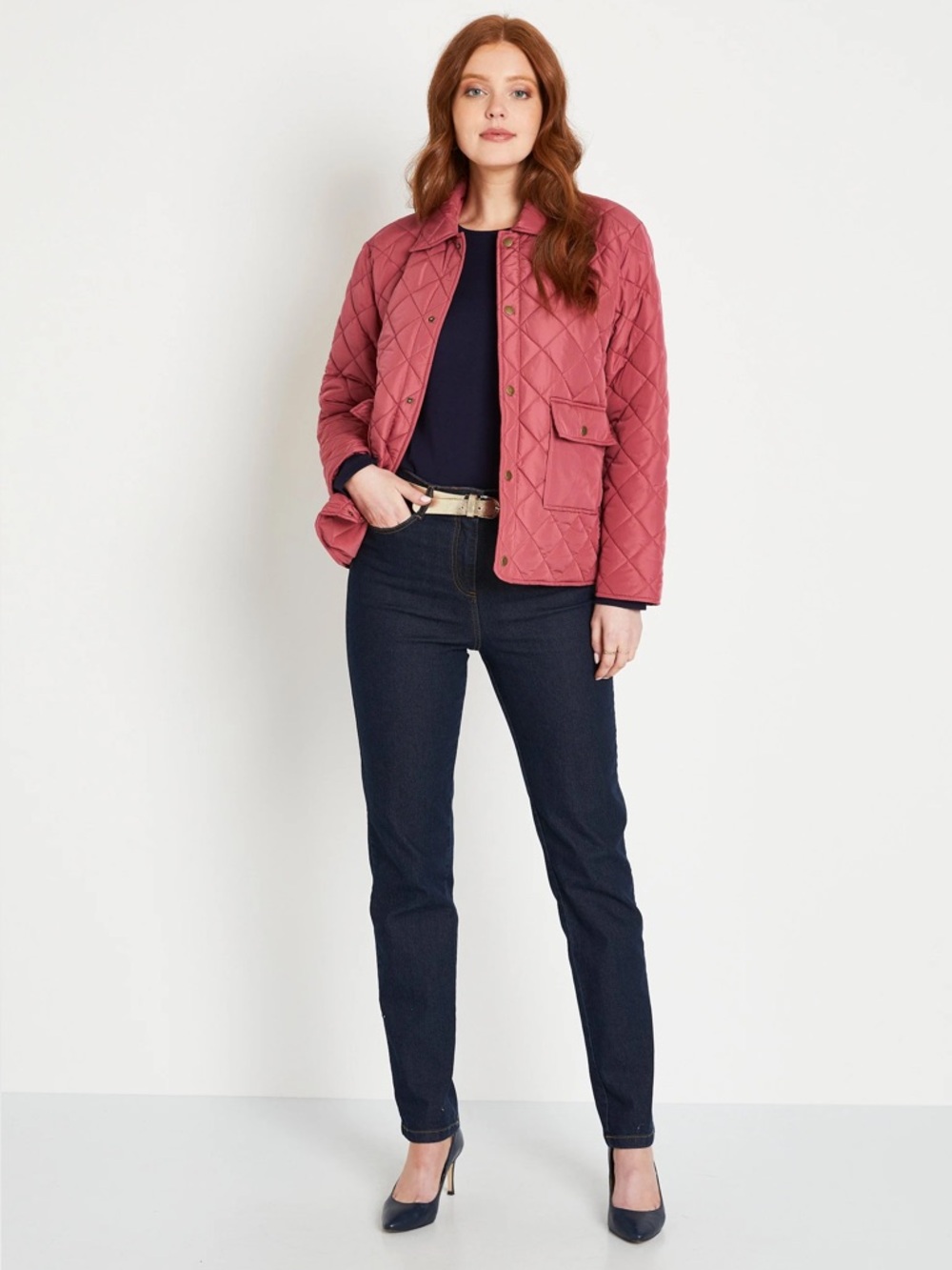 croft & barrow Quilted Dusty Rose Snap-Front Jacket size petite small